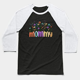 New MOMMY Wildflower First Birthday Baby Shower Baseball T-Shirt